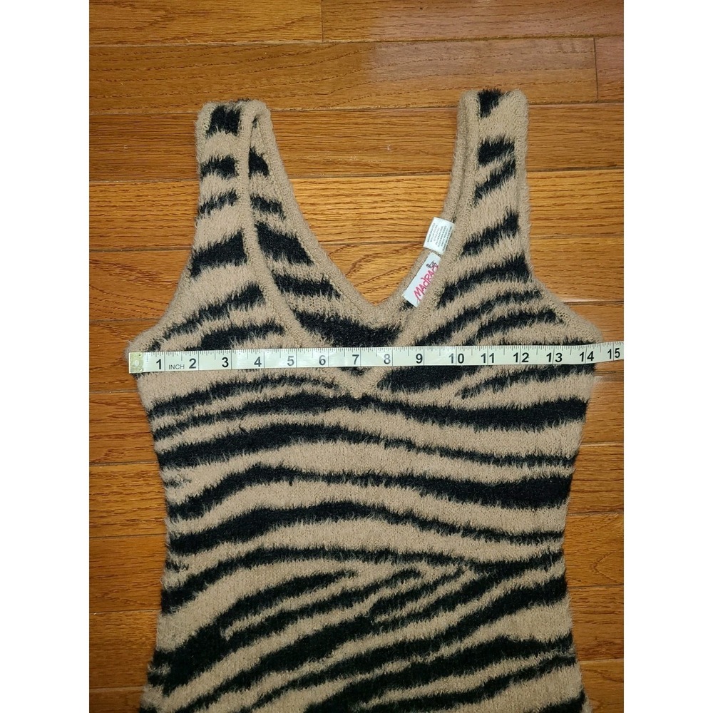 Madrag Sleeveless Fuzzy Knit Zebra Animal Print Bodycon Sweater Dress Sm - Picture 6 of 9